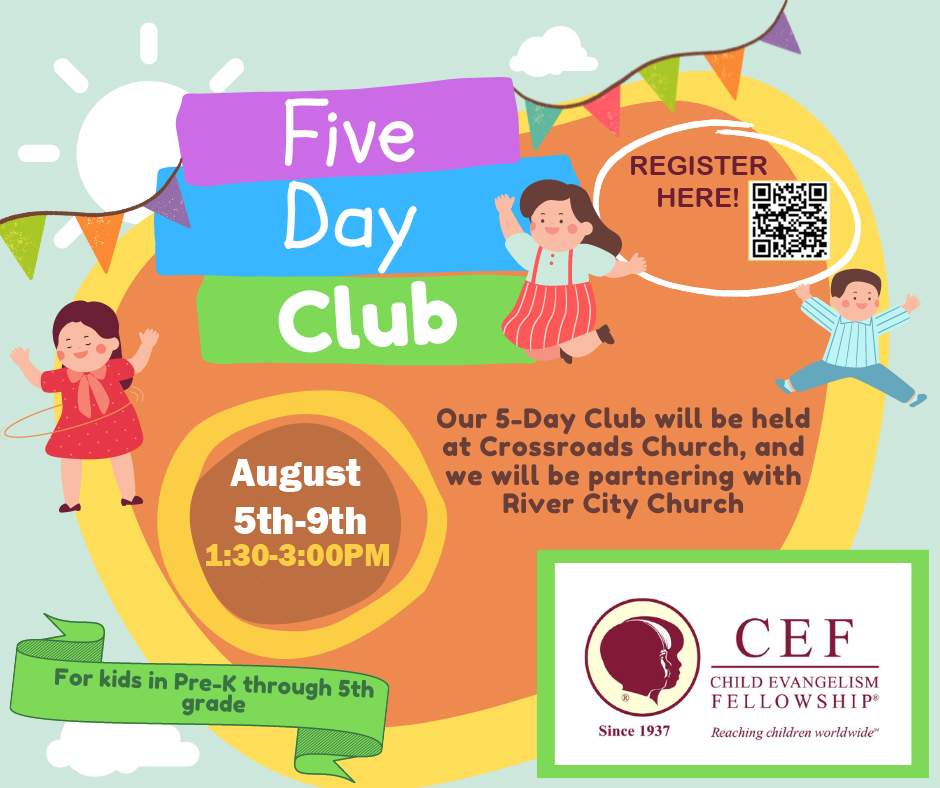 5-Day Club Aug 5th-9th 1:30 - 3:00 PM